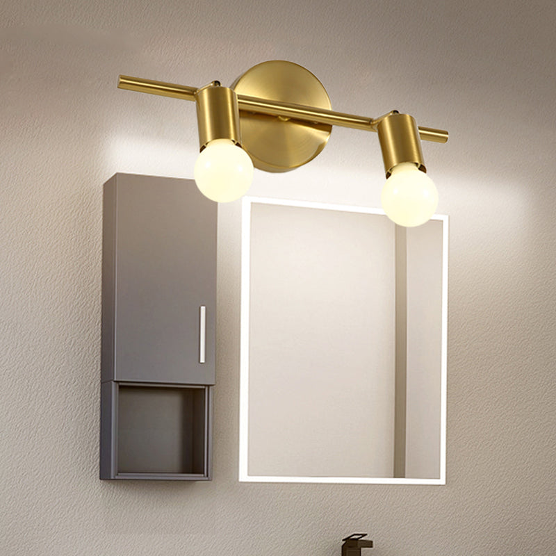 Metal Brass Wall Sconce Linear LED 2/3/4-Bulb Traditional Vanity Wall Light for Bathroom