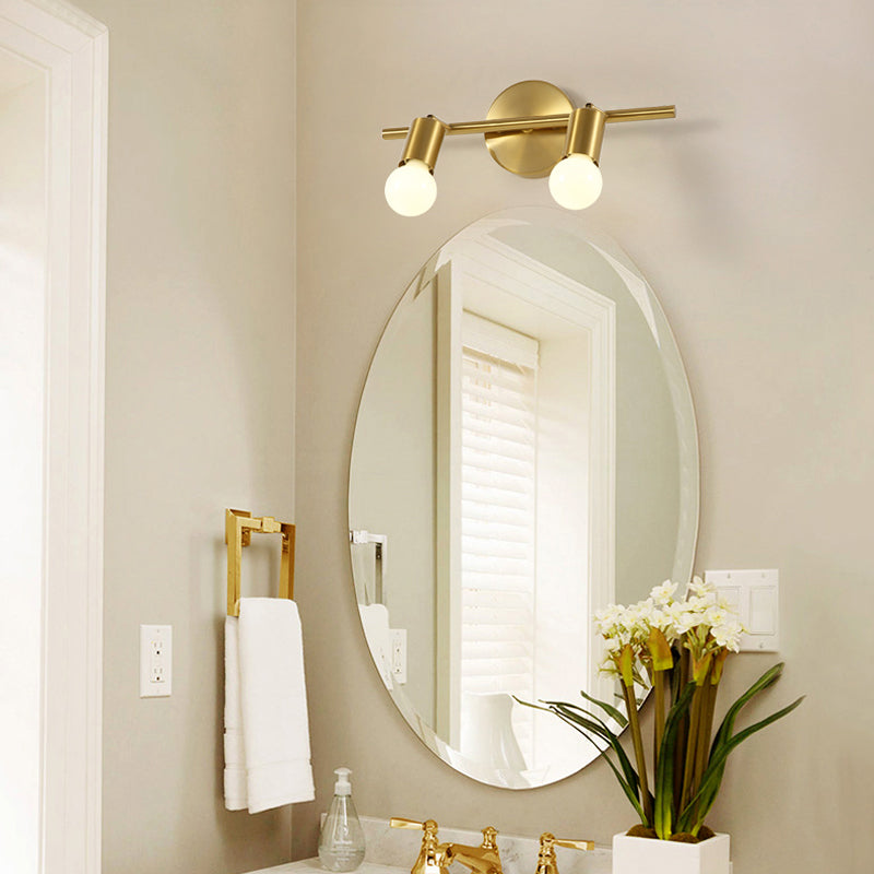 Metal Brass Wall Sconce Linear LED 2/3/4-Bulb Traditional Vanity Wall Light for Bathroom