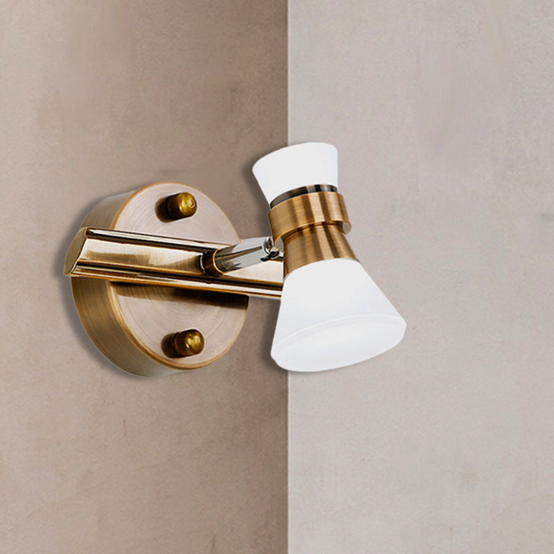 Tapered Bathroom Wall Vanity Light Traditionalist Metal 1/2/3-Bulb LED Brass Wall Lighting Fixture in Warm/White Light