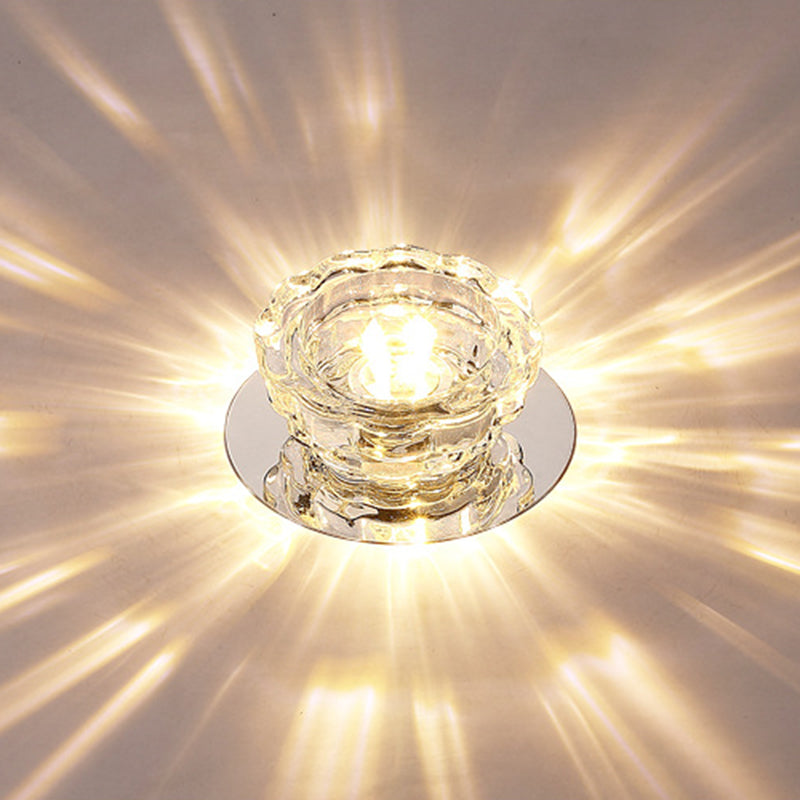 Mini plafonnier en cristal Downlight simplicité en acier inoxydable LED encastré éclairage