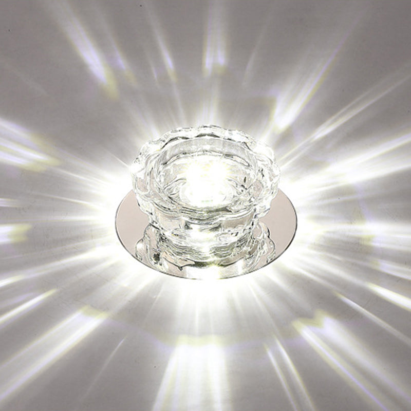 Mini plafonnier en cristal Downlight simplicité en acier inoxydable LED encastré éclairage