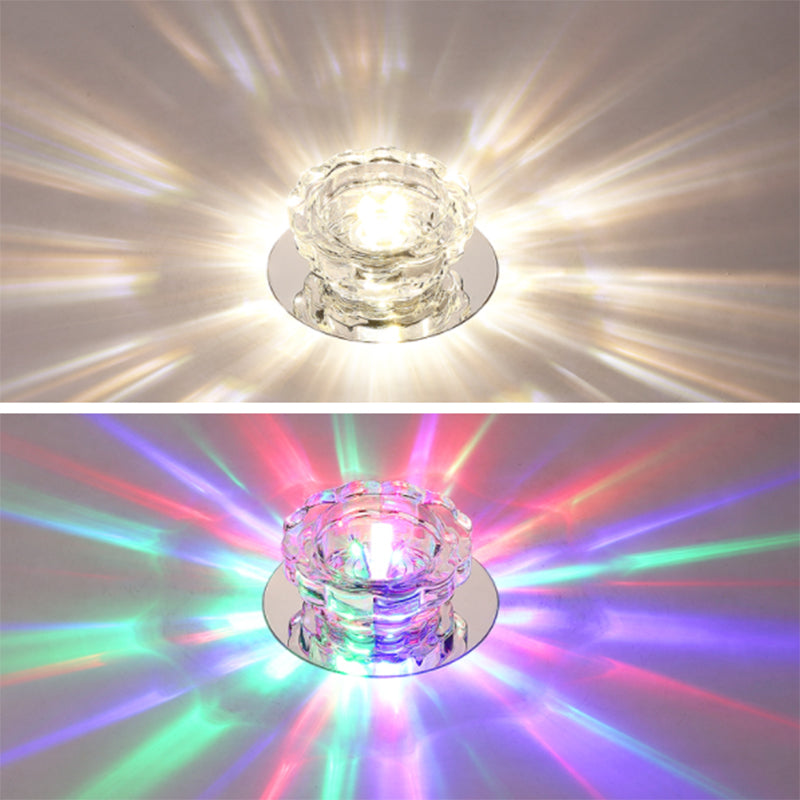 Mini plafonnier en cristal Downlight simplicité en acier inoxydable LED encastré éclairage