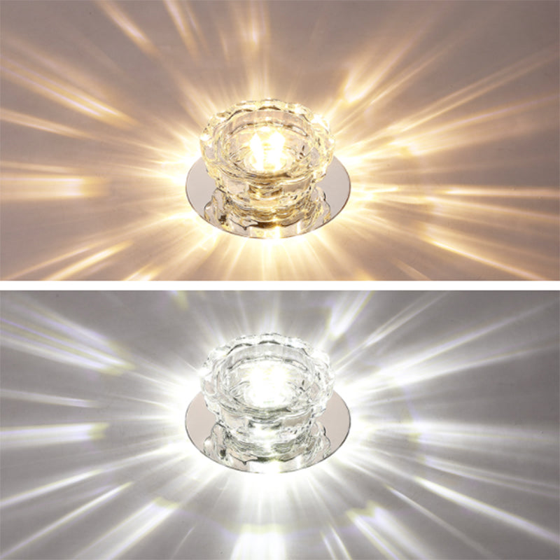 Mini plafonnier en cristal Downlight simplicité en acier inoxydable LED encastré éclairage