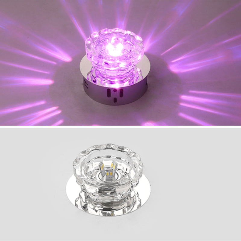 Mini plafonnier en cristal Downlight simplicité en acier inoxydable LED encastré éclairage