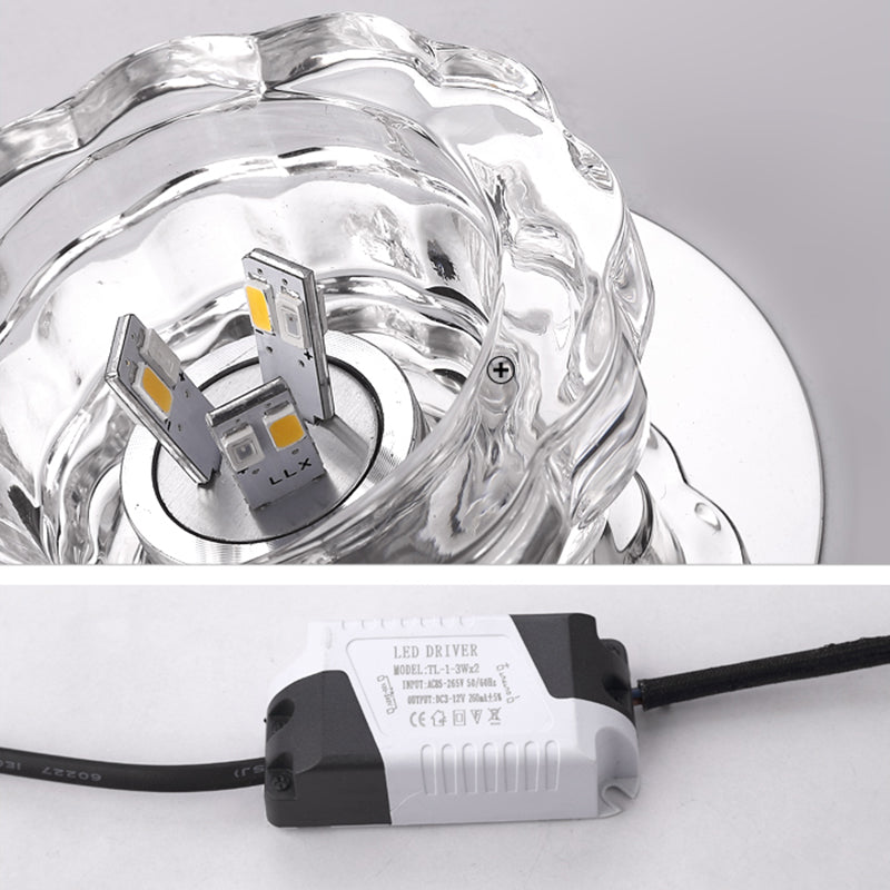 Mini plafonnier en cristal Downlight simplicité en acier inoxydable LED encastré éclairage