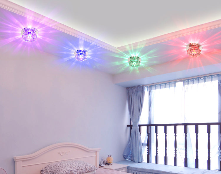 Mini plafonnier en cristal Downlight simplicité en acier inoxydable LED encastré éclairage