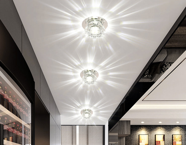 Mini Crystal Ceiling Downlight Simplicity Stainless Steel LED Flush Mount Recessed Lighting