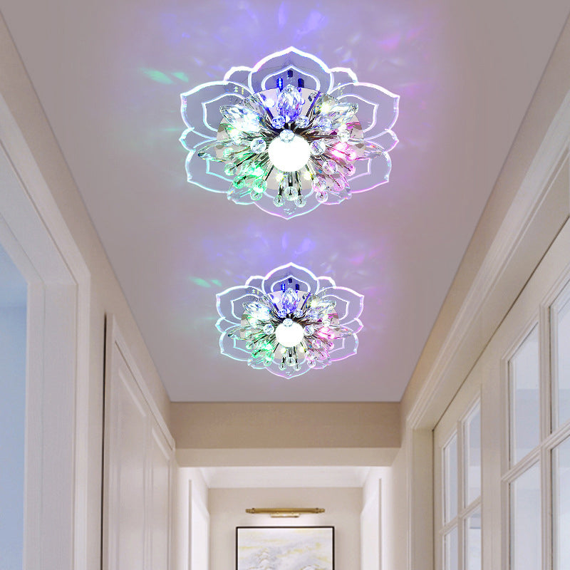 Modern Flower Ceiling Mount Light Fixture Crystal Ceiling Lights