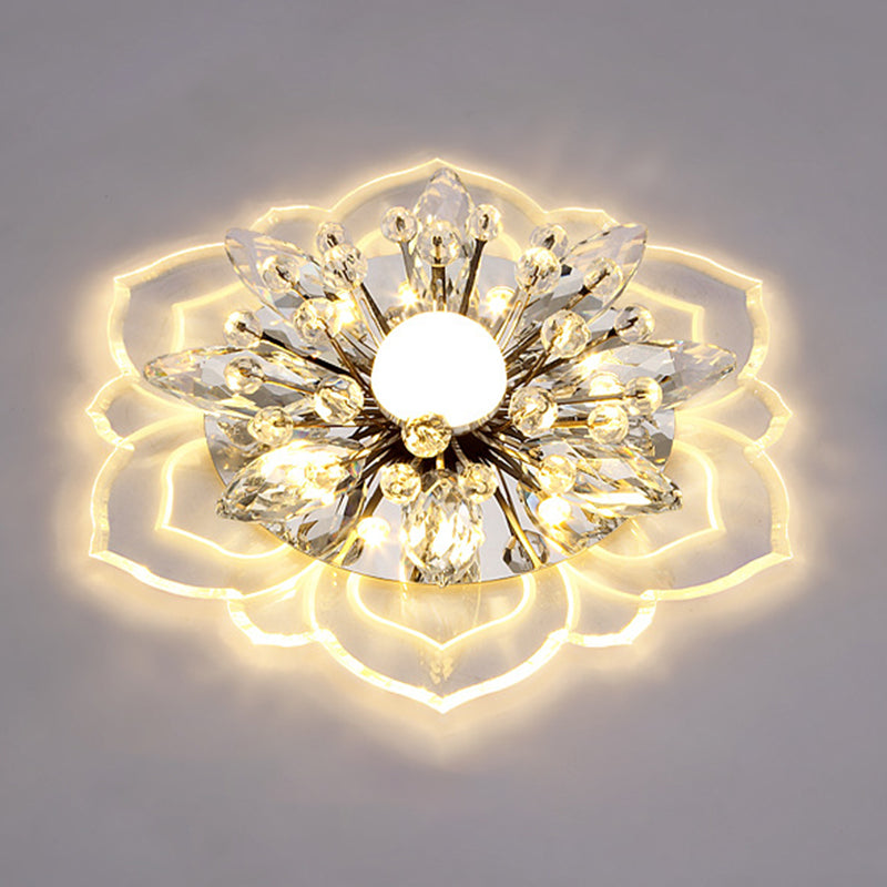 Modern Flower Ceiling Mount Light Fixture Crystal Ceiling Lights