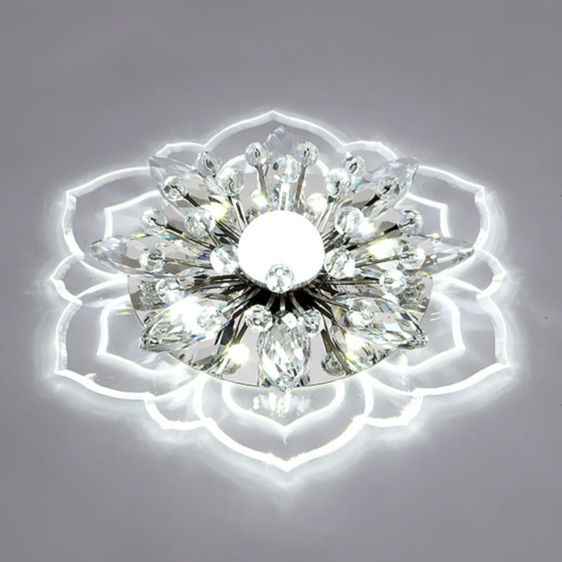 Modern Flower Ceiling Mount Light Fixture Crystal Ceiling Lights