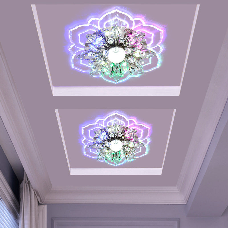 Modern Flower Ceiling Mount Light Fixture Crystal Ceiling Lights
