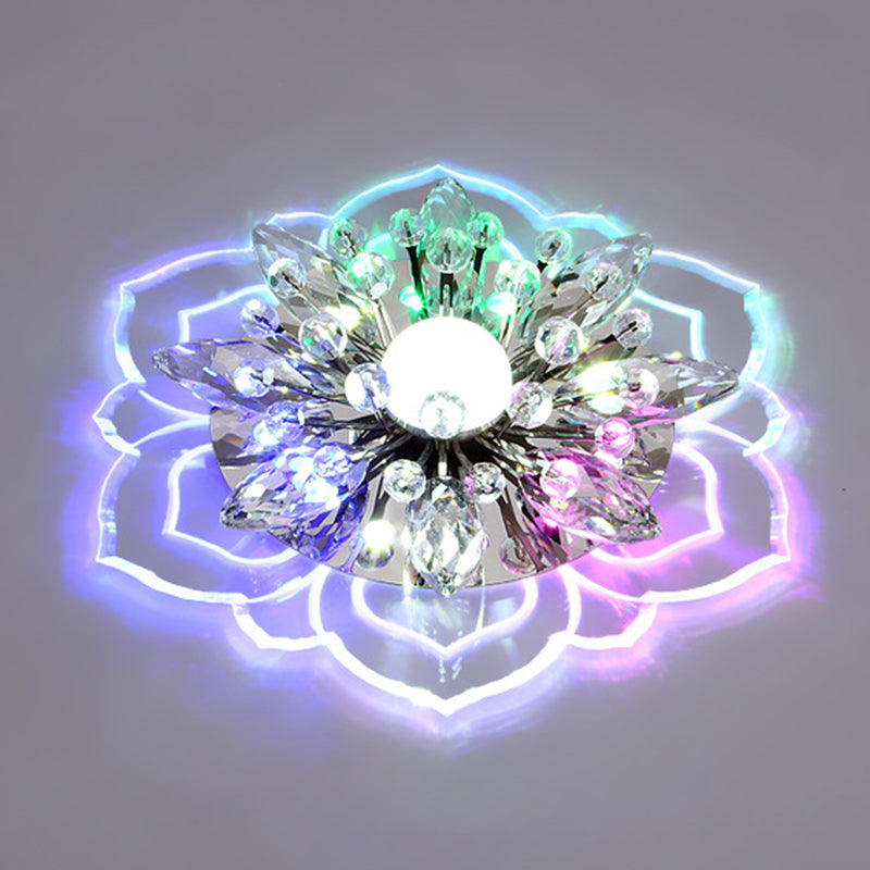 Modern Flower Ceiling Mount Light Fixture Crystal Ceiling Lights