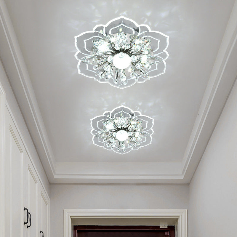 Modern Flower Ceiling Mount Light Fixture Crystal Ceiling Lights