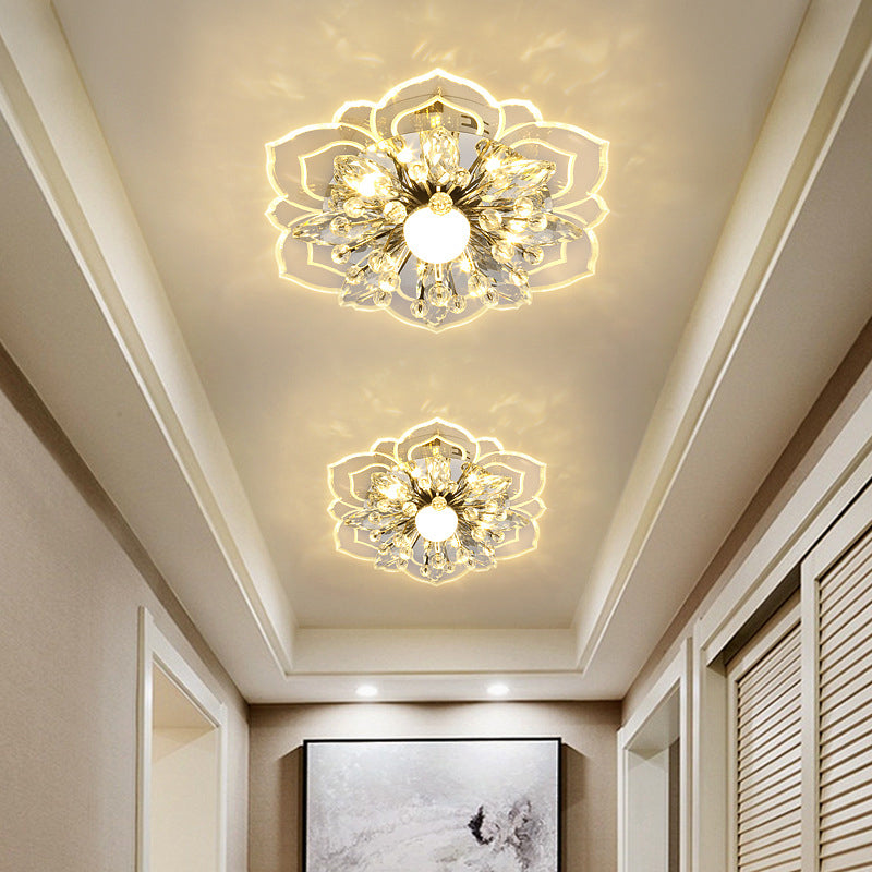 Modern Flower Ceiling Mount Light Fixture Crystal Ceiling Lights