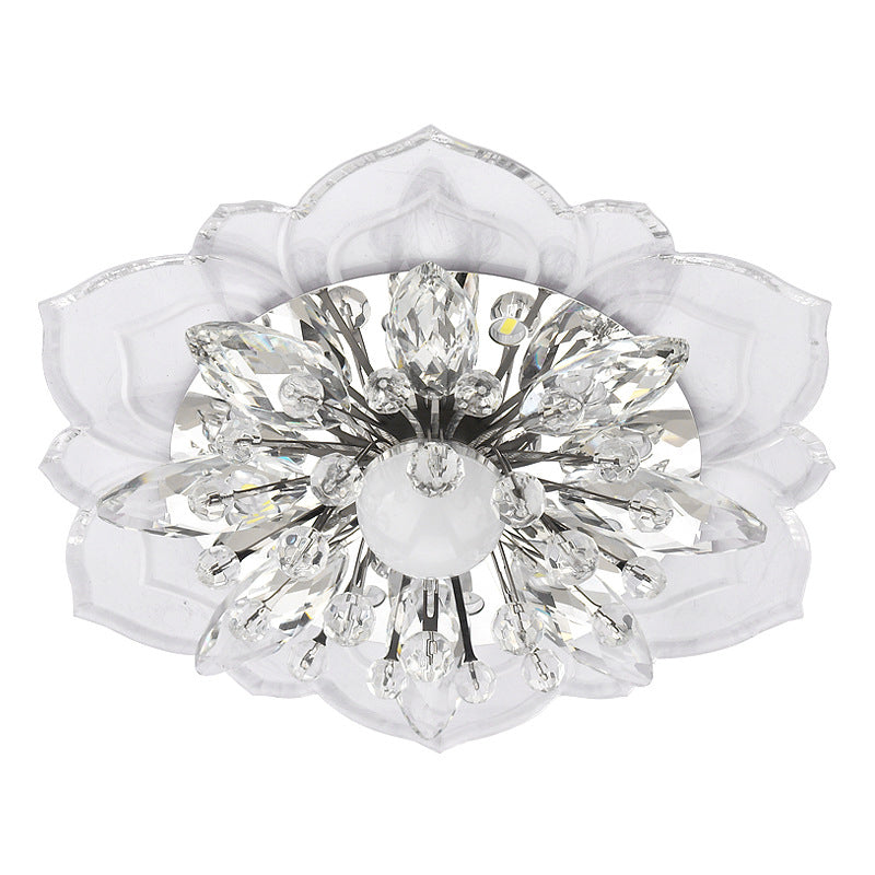 Modern Flower Ceiling Mount Light Fixture Crystal Ceiling Lights
