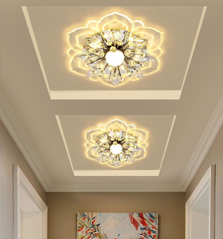 Modern Flower Ceiling Mount Light Fixture Crystal Ceiling Lights
