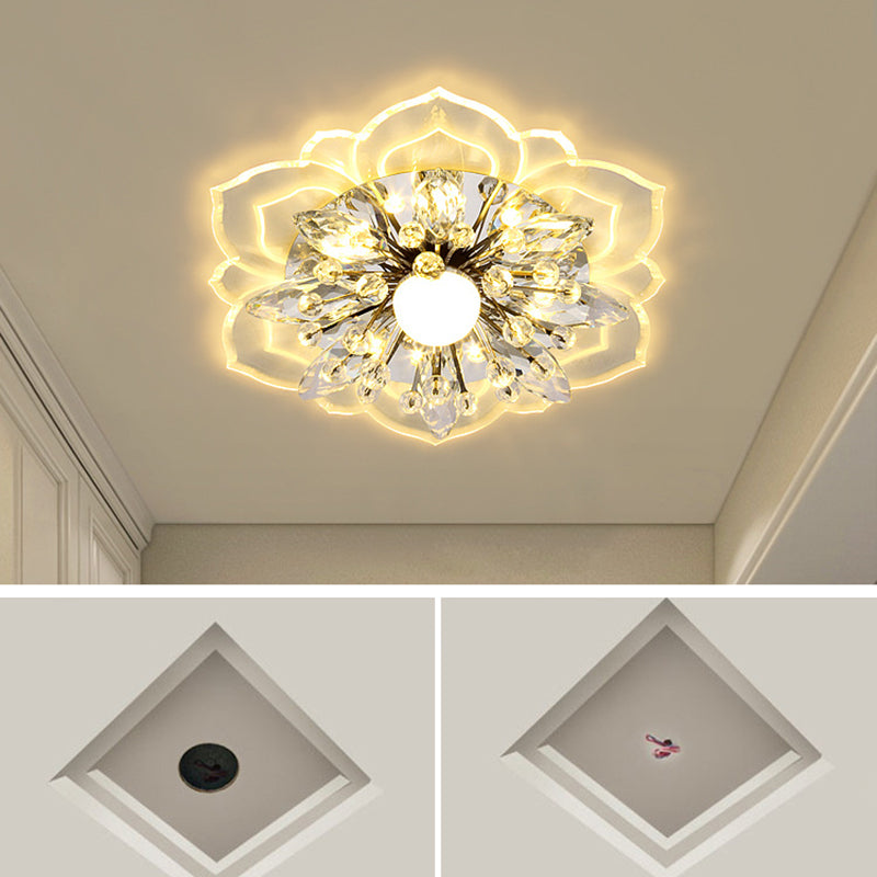 Modern Flower Ceiling Mount Light Fixture Crystal Ceiling Lights