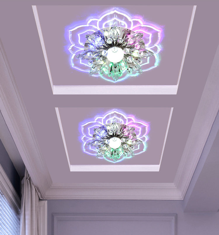 Modern Flower Ceiling Mount Light Fixture Crystal Ceiling Lights