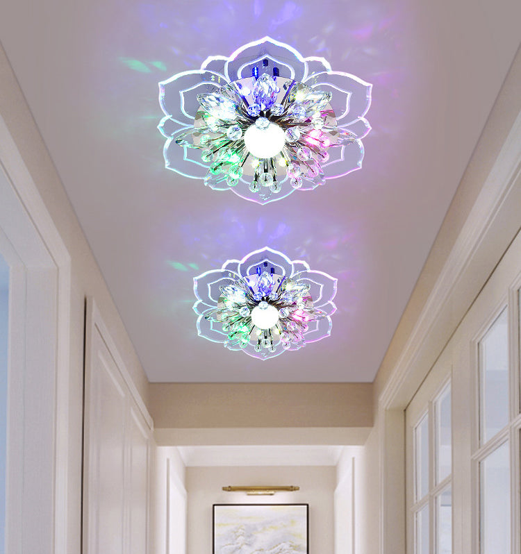 Modern Flower Ceiling Mount Light Fixture Crystal Ceiling Lights