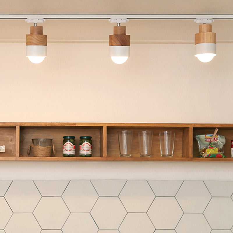 Iluminación LED sobre riel de estilo japonés, luz semiempotrada cilíndrica de madera maciza para el hogar, sala de estar y tienda de ropa, tienda comercial