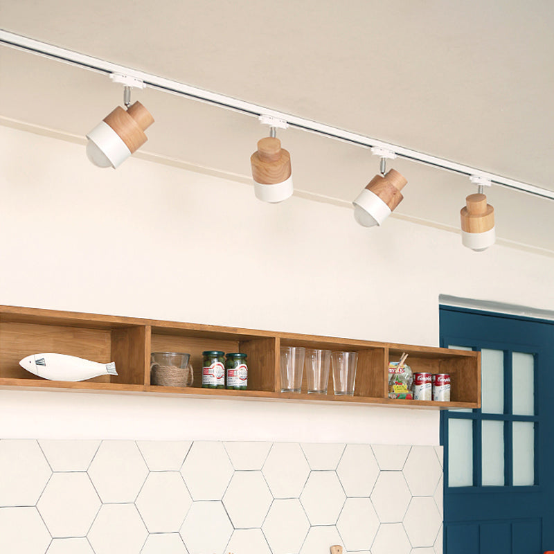 Iluminación LED sobre riel de estilo japonés, luz semiempotrada cilíndrica de madera maciza para el hogar, sala de estar y tienda de ropa, tienda comercial