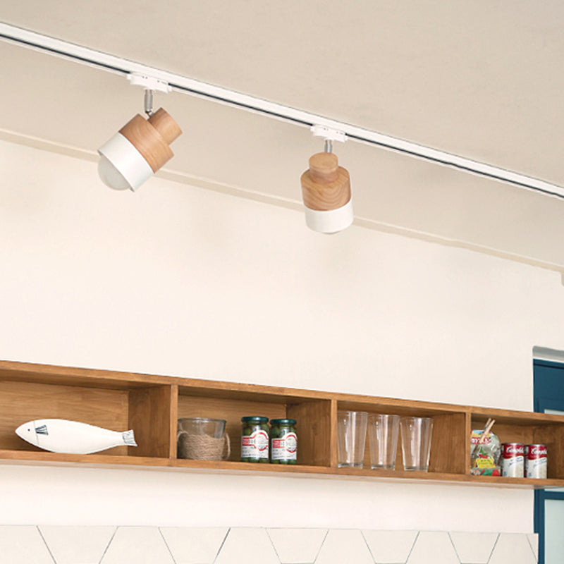 Iluminación LED sobre riel de estilo japonés, luz semiempotrada cilíndrica de madera maciza para el hogar, sala de estar y tienda de ropa, tienda comercial