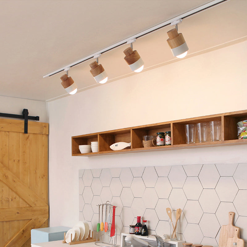 Iluminación LED sobre riel de estilo japonés, luz semiempotrada cilíndrica de madera maciza para el hogar, sala de estar y tienda de ropa, tienda comercial