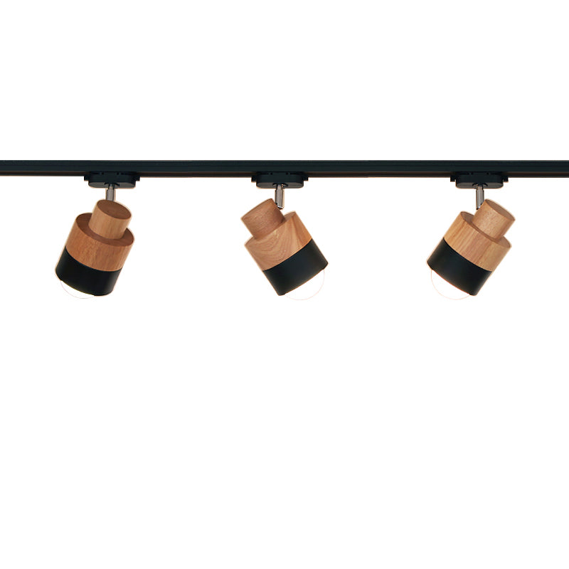 Iluminación LED sobre riel de estilo japonés, luz semiempotrada cilíndrica de madera maciza para el hogar, sala de estar y tienda de ropa, tienda comercial