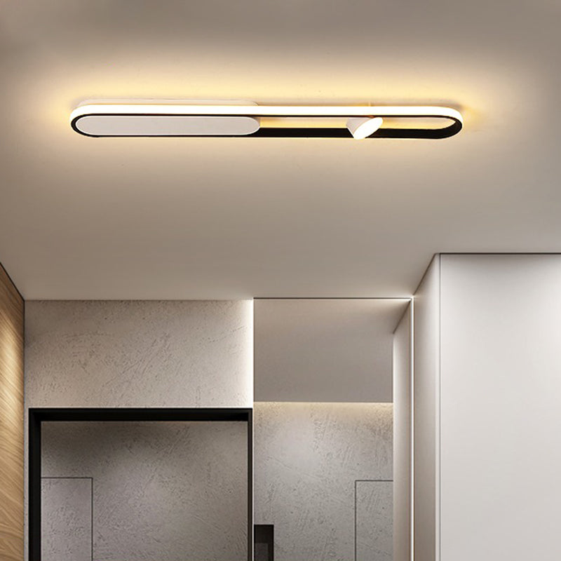 Lámpara de techo LED de aluminio nórdico, foco empotrado oblongo, color blanco y negro, para pasillo