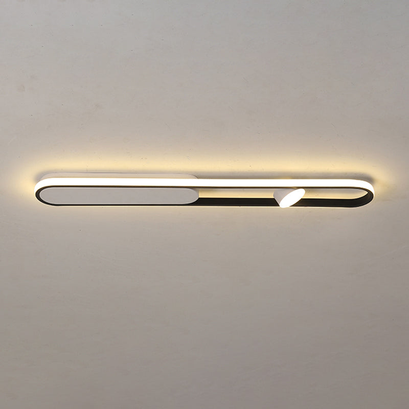 Lámpara de techo LED de aluminio nórdico, foco empotrado oblongo, color blanco y negro, para pasillo