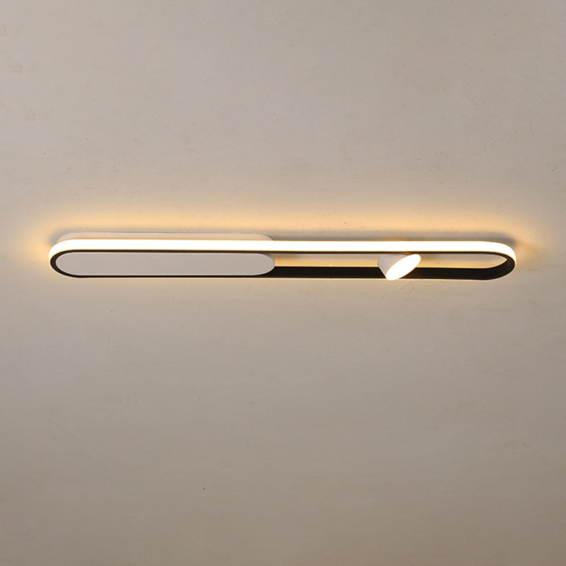 Lámpara de techo LED de aluminio nórdico, foco empotrado oblongo, color blanco y negro, para pasillo