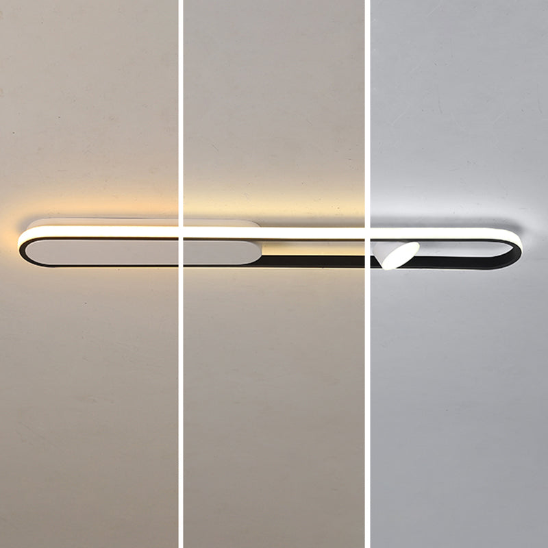 Lámpara de techo LED de aluminio nórdico, foco empotrado oblongo, color blanco y negro, para pasillo