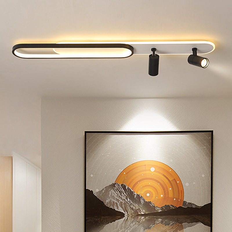 Lámpara de techo de metal de estilo conciso y moderno con montaje semi empotrado LED acrílico oblongo para pasillo
