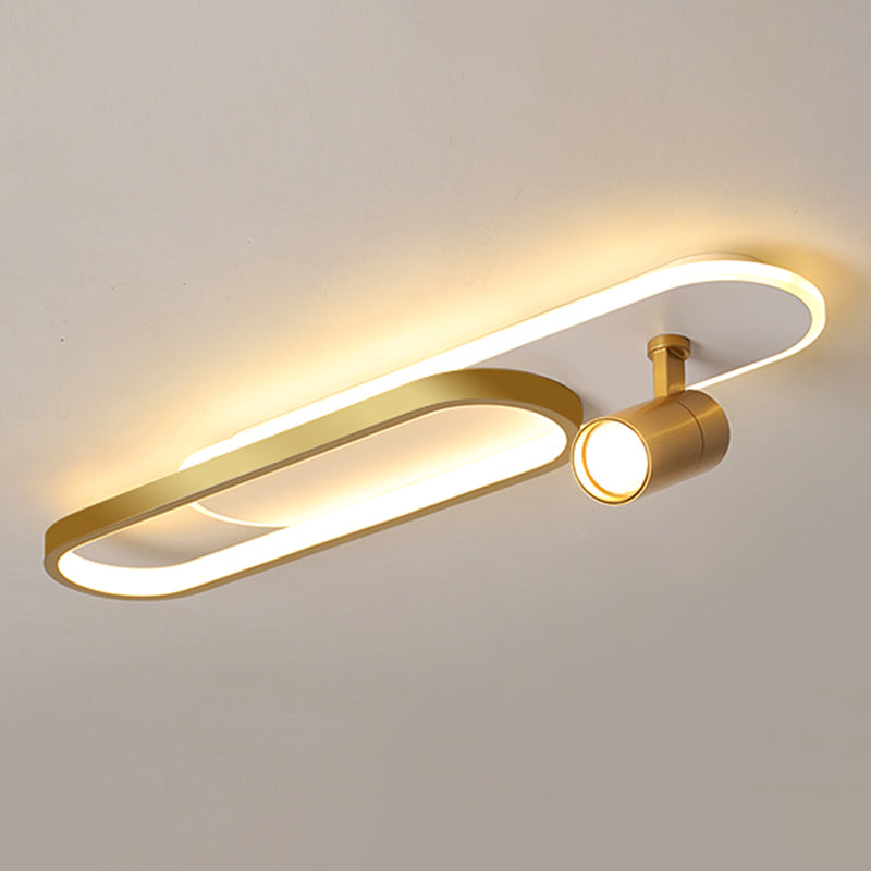 Lámpara de techo de metal de estilo conciso y moderno con montaje semi empotrado LED acrílico oblongo para pasillo