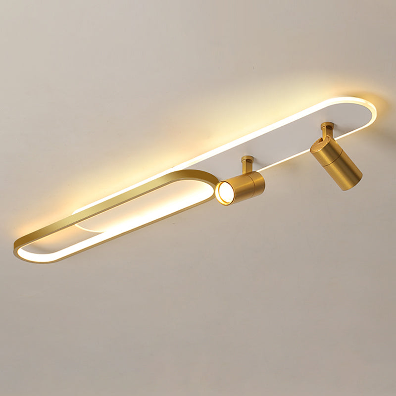 Lámpara de techo de metal de estilo conciso y moderno con montaje semi empotrado LED acrílico oblongo para pasillo