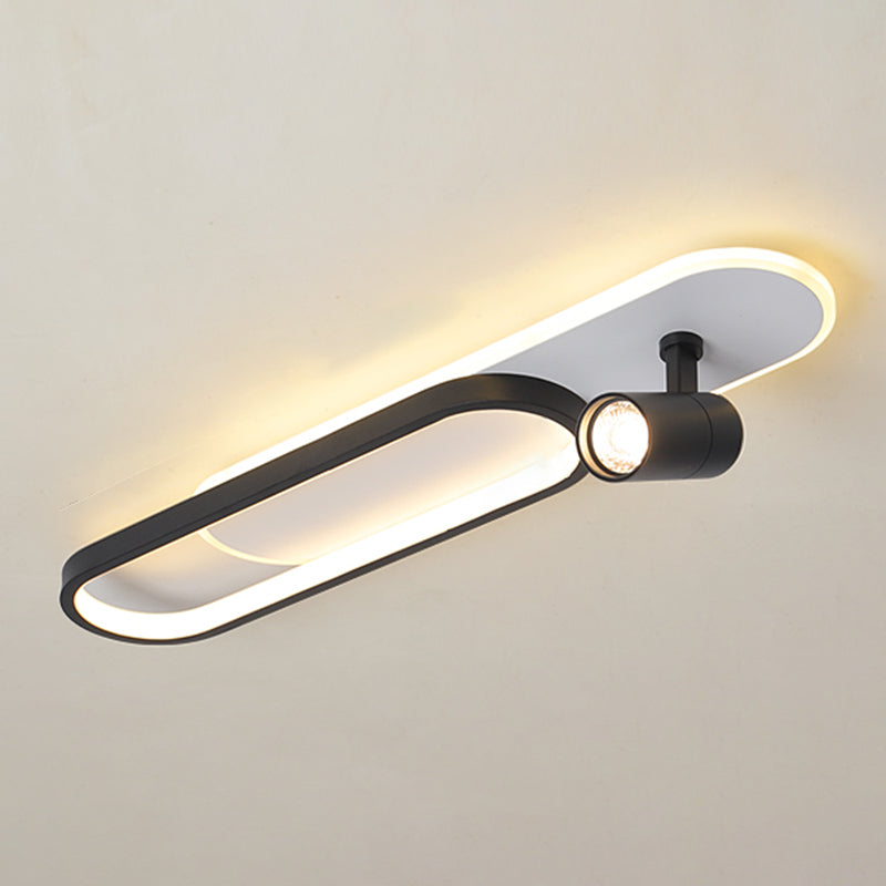 Lámpara de techo de metal de estilo conciso y moderno con montaje semi empotrado LED acrílico oblongo para pasillo