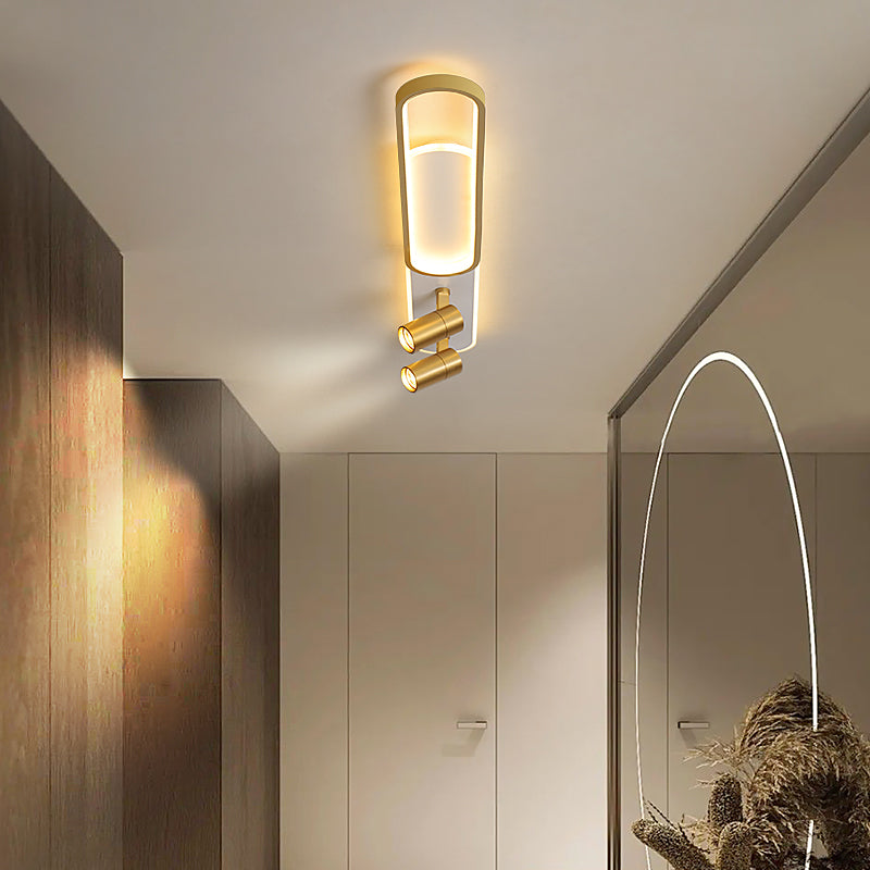 Lámpara de techo de metal de estilo conciso y moderno con montaje semi empotrado LED acrílico oblongo para pasillo