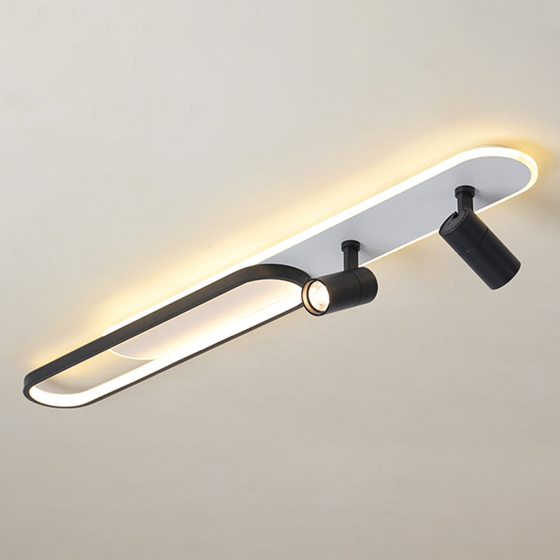 Lámpara de techo de metal de estilo conciso y moderno con montaje semi empotrado LED acrílico oblongo para pasillo