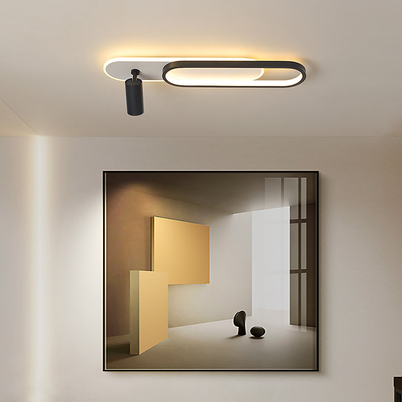 Lámpara de techo de metal de estilo conciso y moderno con montaje semi empotrado LED acrílico oblongo para pasillo