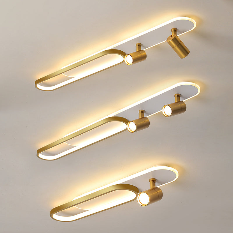 Lámpara de techo de metal de estilo conciso y moderno con montaje semi empotrado LED acrílico oblongo para pasillo