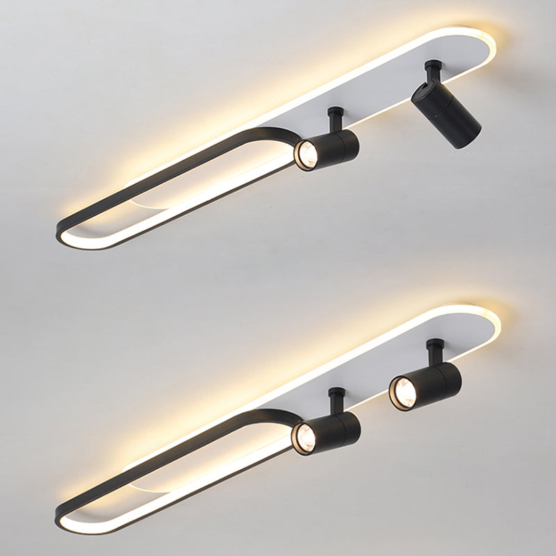 Lámpara de techo de metal de estilo conciso y moderno con montaje semi empotrado LED acrílico oblongo para pasillo