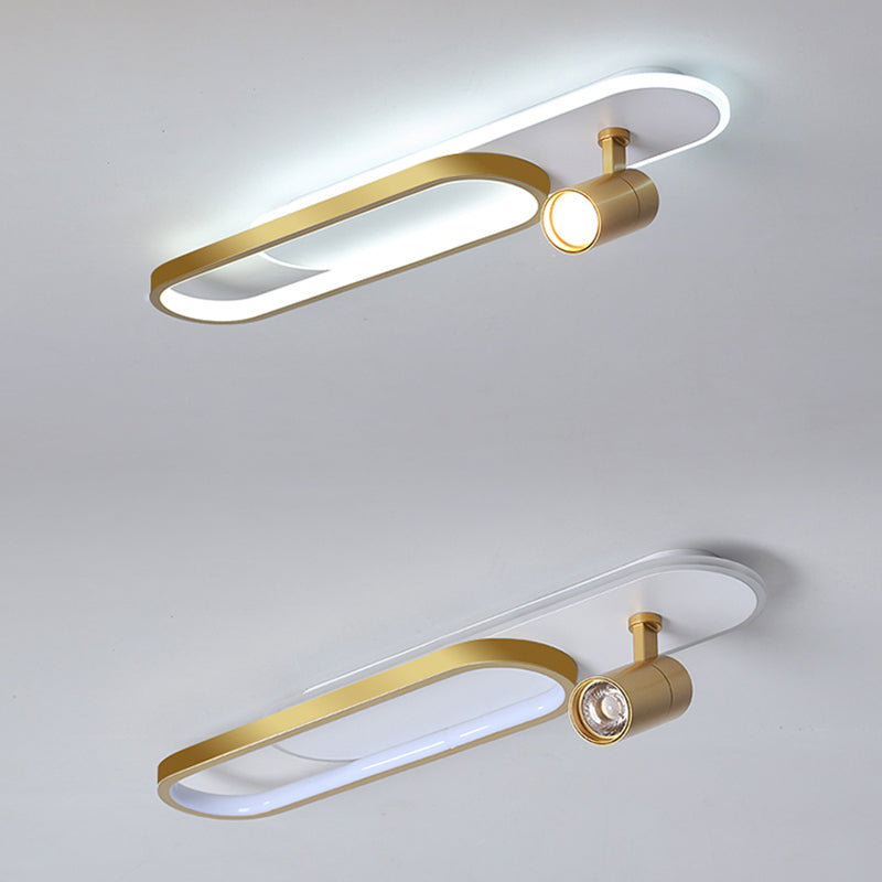 Lámpara de techo de metal de estilo conciso y moderno con montaje semi empotrado LED acrílico oblongo para pasillo
