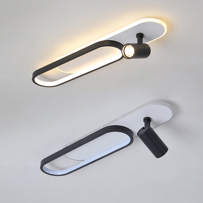 Lámpara de techo de metal de estilo conciso y moderno con montaje semi empotrado LED acrílico oblongo para pasillo