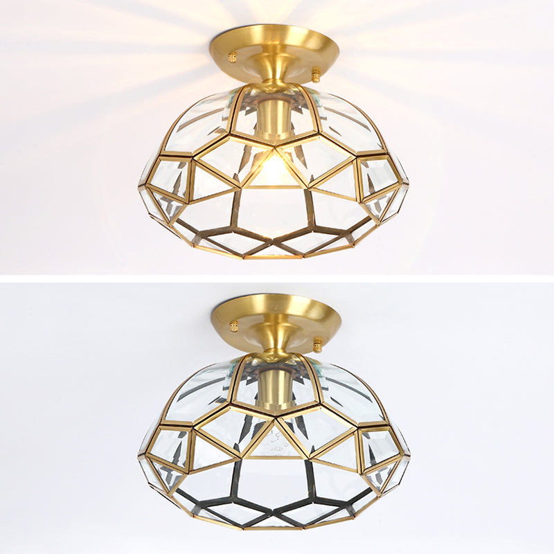 Faceted Ceiling Mount Light Fixture Traditional Gold Glass Ceiling Flush Mount Light
