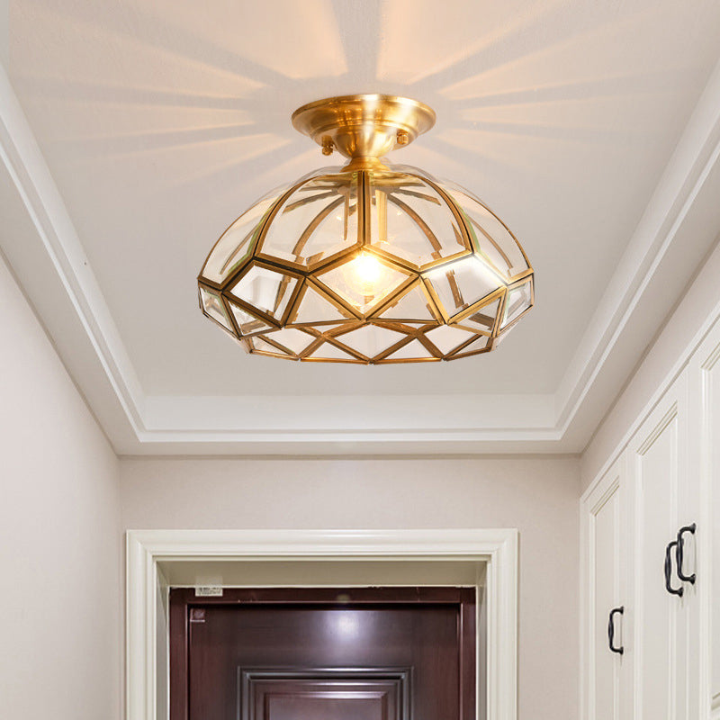Faceted Ceiling Mount Light Fixture Traditional Gold Glass Ceiling Flush Mount Light
