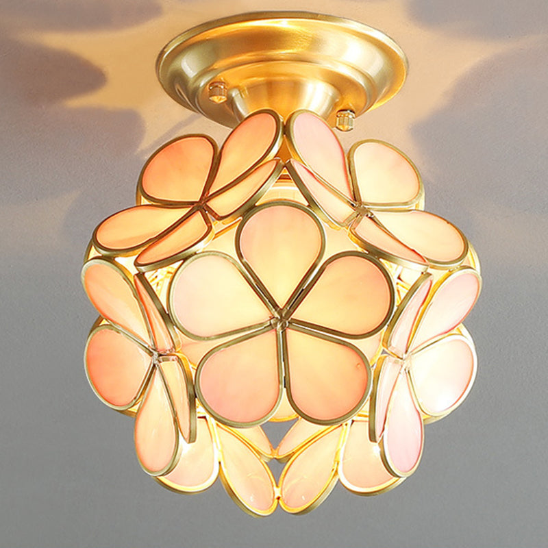 Ceiling Mounted Fixture Minimalist Style Shaded Glass Close to Ceiling Lighting Fixture