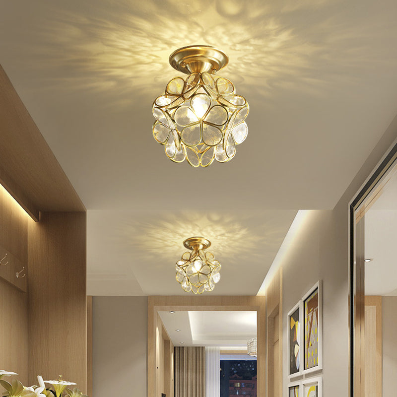 Ceiling Mounted Fixture Minimalist Style Shaded Glass Close to Ceiling Lighting Fixture