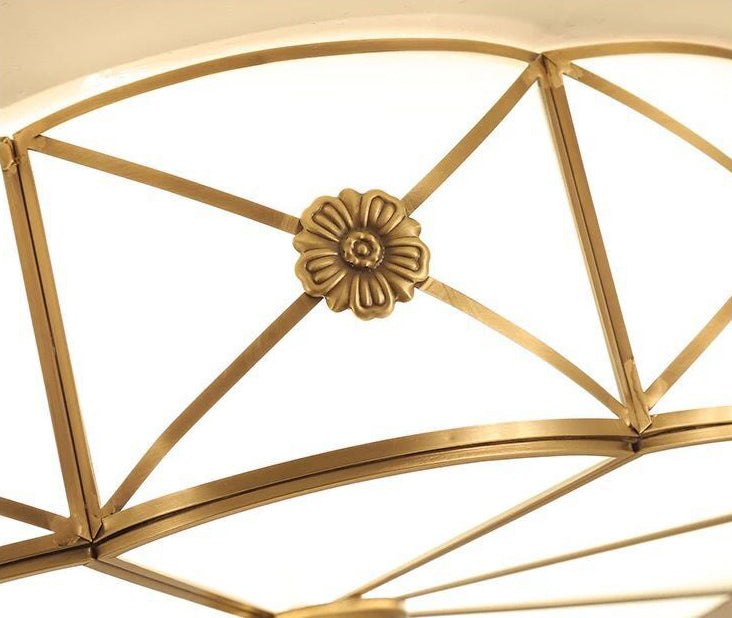 Shaded Living Room Flush Mount Ceiling Light Classic Glass Gold Flush Mount Lighting Fixture