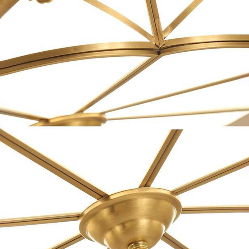 Shaded Living Room Flush Mount Ceiling Light Classic Glass Gold Flush Mount Lighting Fixture