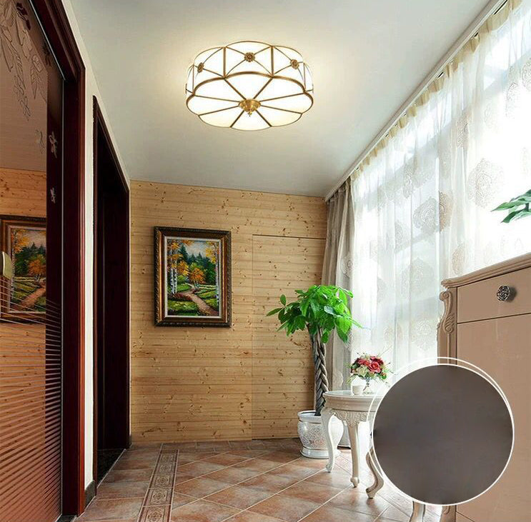 Shaded Living Room Flush Mount Ceiling Light Classic Glass Gold Flush Mount Lighting Fixture